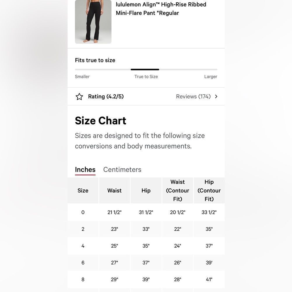 Lululemon Align High-Rise Ribbed Mini-Flared Pant Regular Black size 6 Nwt - Picture 7 of 7
